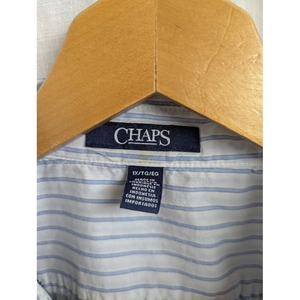 Chaps women's 1X cotton button up shirt stripes with unique cross stitch 019 - Picture 4 of 9